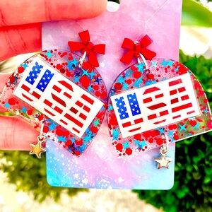 USA Acrylic Dangle Earrings
